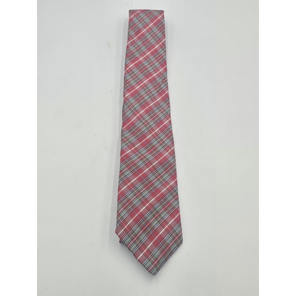 Hathaway Dillards Mens Silk Necktie Red Plaid Check Classic Formal Accessory